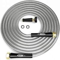 TITAN Garden Hose 150FT - 304 Stainless Steel Metal Water Hose, Flexible, Kink-Free, Lightweight, Durable Crush Resistant Fittings, Easy to Coil, 500 PSI