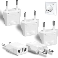 6 Pack US to Europe Plug Adapter - Type C European Travel Adapter, Wall Plug Power Converter for Europe (White)