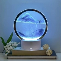 Moving Sand Art Lamp, 3DMoving Sand Art, Quicksand Bedside Lamp, Creative Glass Sand Painting Colorful Night Light, Home Relaxation and Office Decoration