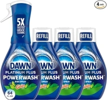 Dawn Powerwash Gain Original Dish Spray, Liquid Dish Soap 1 Starter Kit + 3 Refills, 64 Fl Oz