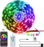 QZYL LED Lights for Bedroom, 25FT RGB LED Strip Lights with 44 Keys IR Remote, Smart LED Light Strip with Adhesive Backing Adjustable Brightness App Control for Bedroom Party Decoration