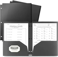 Dunwell Folders with Pockets 3 Hole Punched, (3 Pack, Black), Poly 2 Pocket Folders with Holes, Plastic Folders for 3 Ring Binder, 8.5x11 Binder Folders for School, Homework, Office