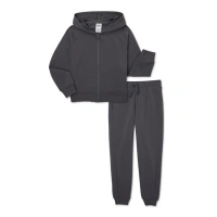 Athletic Works Girls Scuba Zip Hoodie and Joggers Set, Sizes 4-18 & Plus