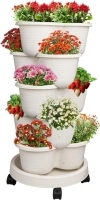 Hourleey Strawberry Planter, 5 Tier Stackable Gaden Tower for Flowers, Vegetables, Grow Your Own Herb Garden Vertical Oasis of Vegetables and Succulents