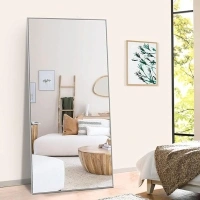 MIRUO 63"x20" Full Length Mirror for Wall Mirror Full Length Body Mirror Standing Mirror Hanging Mirror Full Length Mirror with Stand Bathroom Mirror Weathered White Mirror Full Length