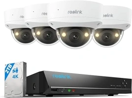 REOLINK 4K Security Camera System, 4pcs 4K UHD IK10 Vandalproof PoE Surveillance Cams Wired Outdoor, 8CH NVR 2TB HDD, Color Night Vision, Smart Detection, 2-Way Audio, IP67 Weatherproof, RLK8-800V4