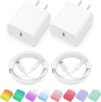 iPhone Charger, 2 Pack 20W PD USB C Wall Fast Charger Adapter with 2 Pack 6FT Type C to Lightning Cable Compatible for iPhone 14 13 12 11 Pro Max XR XS X,iPad