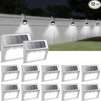 Otdair Solar Lights for Outside, 12 Pack Solar Deck Lights Outdoor, Waterproof Fence Solar Lights for Fence, Patio, Garden, Pathway, Cold White