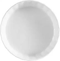 CAC China 42-Ounce Porcelain Round Fluted Quiche Dish, 10-Inch, Super White, Box of 12