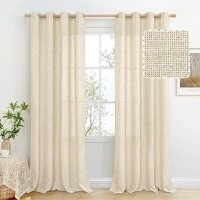 BGment Natural Linen Curtains for Living Room 2 Panels Set, Window Curtains Dining Room Bedroom Farmhouse Light Filtering Burlap Textured Grommet Privacy 90 Inch Length Drapes, Each Panel 52 Inch Wide