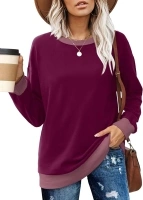 Besshopie Women Long Sleeve Crewneck Fall Sweatshirt Casual Loose ColorBlock Tops 2024 Trendy Clothes