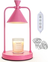 Candle Warmer Lamp, Electric Candle Warmer with Timmer & Dimmer, Candle Lamp Fit All Jar Candles, Candle Lamp Warmer with 2 Bulbs, No Flame Scented, House Warming New Home Decor(Pink)