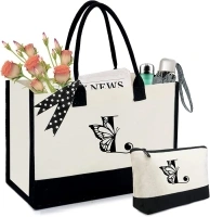 BeeGreen Canvas Tote Bag w Makeup Bag