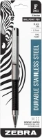 Zebra Pen Zebra F-301 Compact Ballpoint Stainless Steel Retractable Pen, Fine Point, 0.7mm, Black Ink, 1-Count