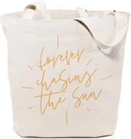 The Cotton & Canvas Co. Forever Chasing the Sun Summer Beach Bag, Swim Bag, Shopping and Travel Reusable Shoulder Tote and Handbag