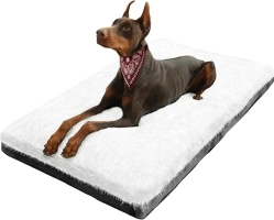 KISYYO Dog Beds for Large Dogs Fixable Deluxe Cozy Dog Kennel Beds for Crates Washable Dog Bed, 36 x 23 x 3 Inches, White