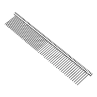 Stainless Steel Pet Grooming Comb - Rounded Teeth, Static-free, Corrosion Resistant, Dematting and Flea Removal for Dogs and Cats - 7.4in