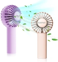 Mini Handheld Fan 2 Pack, Portable Hand Fan USB Rechargeable Fan with 3 Speeds, Hanging Lanyard, Small Lightweight Personal Fan for Makeup Home Office and Travel