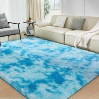 Super Soft Rugs for Living Room, Fluffy Shag Area Rugs, High Pile Soft Carpet for Bedroom and Teens Living Room, Home Decor, Tie-Dyed Blue, 4x6