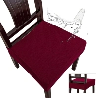 Genina Waterproof Seat Covers for Dining Room Chair Covers Waterproof Dining Chair Covers (6 PCS-Rear-gapped, Wine Red)