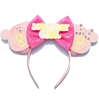 FACHPINT Pink Pumpkin Ears for Girls, Women and Children - Cute Photo Props, Christmas Party Accessories