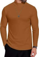 COOFANDY Mens Mock Neck Shirts Fleece Long Sleeve Tops Basic Pullover T-Shirts