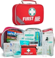 General Medi 2-in-1 First Aid Kit (215 Piece Set) + 43 Piece Mini First Aid Kit -Includes Eyewash, Ice(Cold) Pack, Moleskin Pad and Emergency Blanket for Travel, Home, Office, Car, Workplace