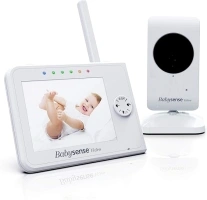 Babysense 3.5" Screen, Video Baby Monitor with Camera and Audio, 960ft Range (Open Space), Night Light, Two-Way Audio, Zoom, Night Vision, Lullabies