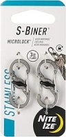 Nite Ize S-Biner MicroLock, Locking Key Holder, Stainless-Steel 2-Pack