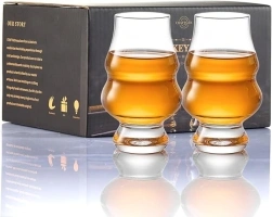 Whiskey Tasting Glasses Set of 2 - Crystal Snifter Glasses, Bourbon Glasses, Tequila Glasses, Home Bar Gift for Men - New Fashioned Drinking Glass for Scotch, Shot, Sake, Cognac, Brandy, and Liquor