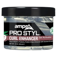 AmPro Pro Styl Curl Enhancer - Gel Activator with Coconut Oil to Moisturize and Define Coils and Waves - Helps Protect and Hydrate Hair Shaft - Tames and Adds Shine to Tresses - Regular - 10 oz