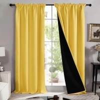 Deconovo Blackout Curtains Set of 2, Total Blackout Window Curtain Panels.(Yolk Yellow,W52 x L95)