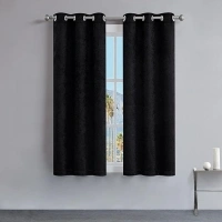 Juicy Couture - Faux Suede Window Curtain | Room Darkening & Thermal Insulated | Grommets | Set of 2 Panels | Drapes for Living Room, Dining Room, Bedroom, Dorm | Measures 38" x 63" | Black