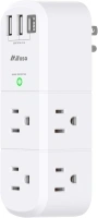 USB Outlet Extender Surge Protector - with Rotating Plug, 6 AC Multi Plug and 3 USB Ports (1 C), 1800 Joules, 3-Sided Swivel Power Strip Spaced Splitter for Home, Office, Travel