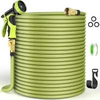 100ft Expandable Garden Hose with 10 Function Nozzle, Lightweight & No-Kink Flexible Water Hose with 40 Layers of Innovative Nano Rubber and Solid Brass Fittings