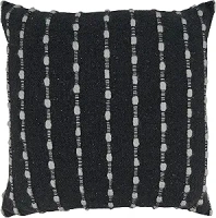 SARO LIFESTYLE Chunky Striped Throw Pillow with Poly Filling, Black, 22"