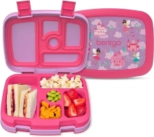 Bentgo Kids Prints Leak-Proof, 5-Compartment Bento-Style Kids Lunch Box - Ideal Portion Sizes for Ages 3-7, Durable, Drop-Proof, Dishwasher Safe, & Made with BPA-Free Materials (Fairies)