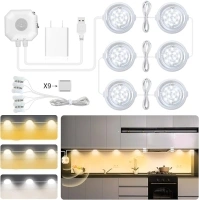 Daymeet Under Cabinet Lights, Dimmable LED Puck Lights Kit Motion Sensor Cabinet Lighting Plug in USB Counter Lights, Led Closet Lights Kitchen Night Lights for Hallway, Kitchen, Wardrobe, Bedroom