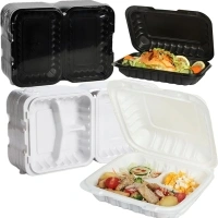 White Take-out Containers for Carry-out Taking Home 8‘’ 55-pack + Black Clam-shell Food Containers for Meal Prep 6 * 9‘’ 50 pack