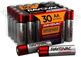 Rayovac Fusion AA Batteries (30 Pack), Double A Alkaline Batteries