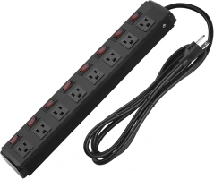 Metal Power Strip Individual Switches 8 Outlets, Heavy Duty Power Strip Surge Protector for Appliances, 6 FT Extension Cord Strip, 1200J Surge Protector 15A 120V 1800W.