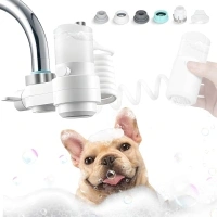 Sink Faucet Shower Head Attachment - Sink Faucet Sprayer for Dog with 6 Adapters Compatible with Laundry Bathroom - Dog Bathtub Hose Sprayer for Tub Faucet with Soap Dispenser