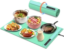 Electric Warming Tray - 3 Modes &Full Surface Heating,Rollable & Portable,Premium Silicone Nano-Material,3 Temperature Settings,Auto Shut-Off -Versatile Food Warmer for Gatherings,Parties,Everyday Use