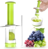 Grape Cutter For Kids Toddlers,Grape Slicer for Baby,Stainless Steel kitchen Gadget,Grape Cherry Tomato Slicer for Toddlers for Vegetable Fruit Salad Cake Decoration(Green CrossBlade)