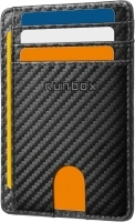 RUNBOX Black Slim Minimalist RFID Blocking Front Pocket Leather Wallets for Men Women Gift Box