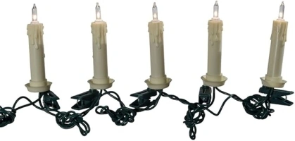 Kurt S. Adler 10-Light Clip-On White Candle with Clear Bulbs Christmas Light Set, Indoor Only