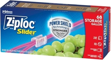 Ziploc Gallon Food Storage Slider Bags, Power Shield Technology for More Durability, 68 Count