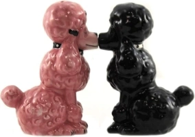 Kissing Poodles Dogs Magnetic Ceramic Salt and Pepper Shakers Set Kitchen Home Decor