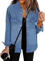 luvamia 2024 Jean Jackets for Women Fashion Oversized Button Down Denim Jacket Western Fall Shacket Jacket with Pockets