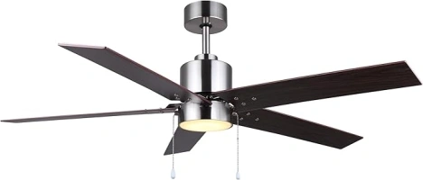 CFan 52" Spec.CF52ROM5BN-ES: Stylish 5 Pylwood Blade Ceiling Fan with Walnut and Grey Blade Color, Downrod Mount, Acrylic, 1x20W Integrated LED, 1000Lumen, Energy Star Certified